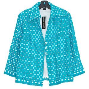 NWT Leslie Stuart Jacket Vintage Preppy Boho Coastal Feminine Spring Blue 12